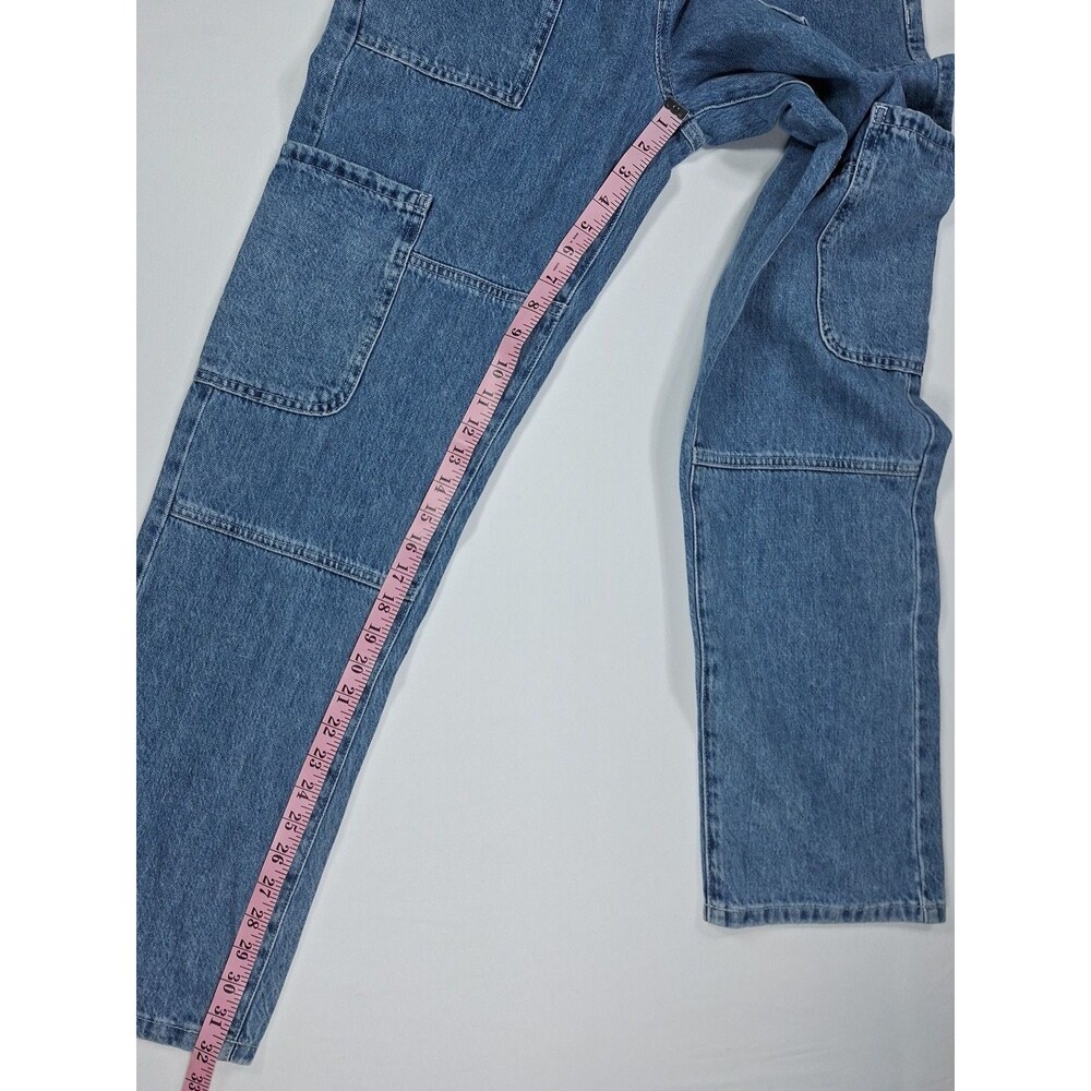 Sun + Stone Men 29 Slim Fit Denim Cargo Jeans Elastic Waist Drawstring Blue NWT - Picture 5 of 8